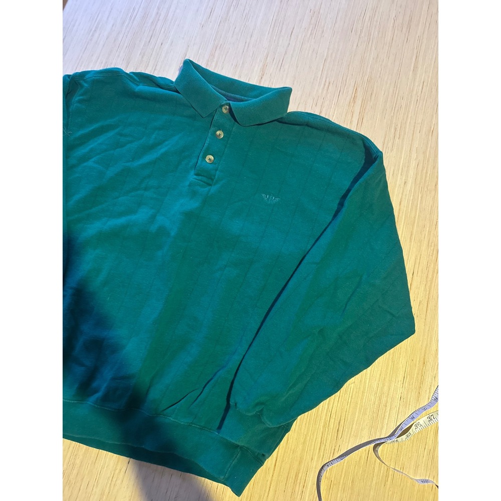 Vintage Dockers Levis Mens Large Green Long Sleeve Sweatshirt Striped 90s 44